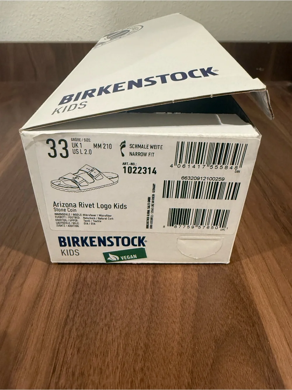 Birkenstock Kids Arizona Vegan Light Gray Sandals